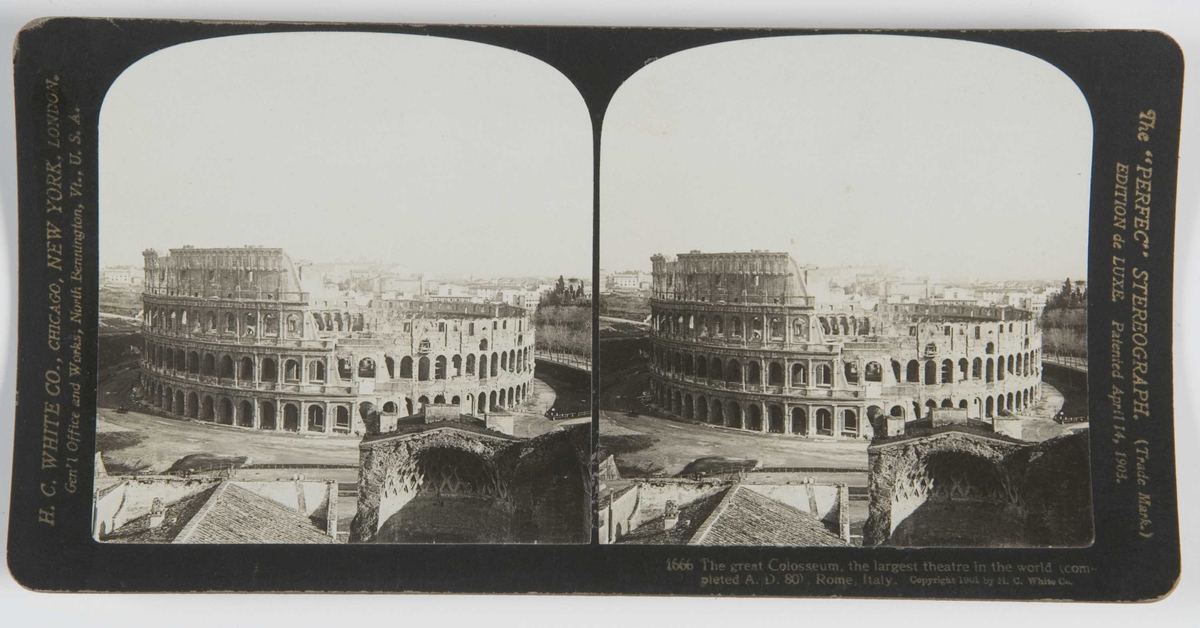 Stereoskopi. Coloseum i Roma, Italia.