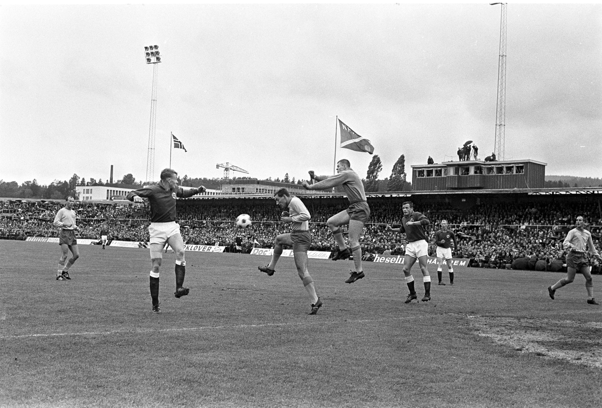 Serie bilder av landskamp i fotball Norge - Sverige 03.09.1967