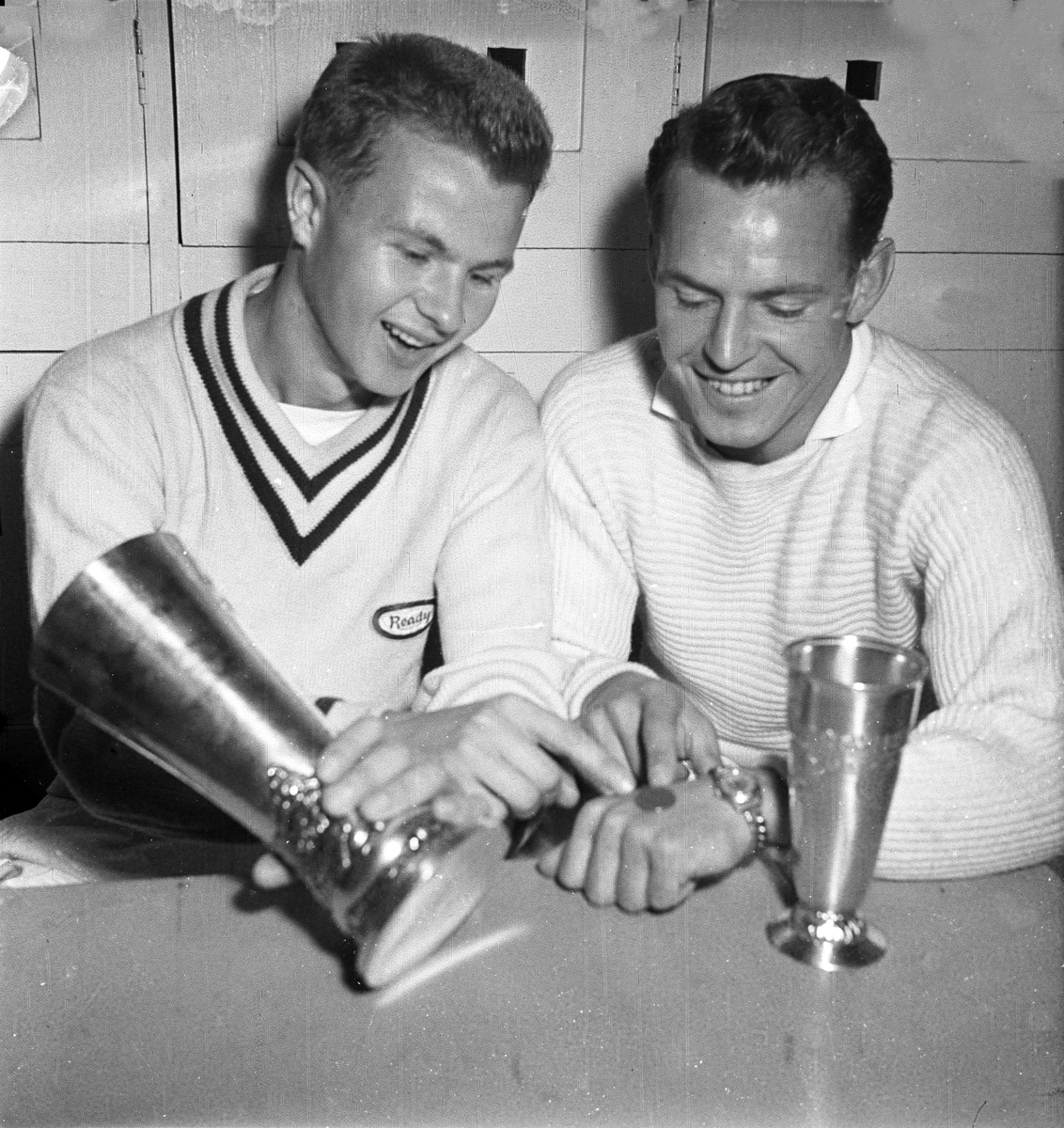Serie. Norgesmesterskap i friidrett, Sarpsborg, Østfold. Fotografert 1954.