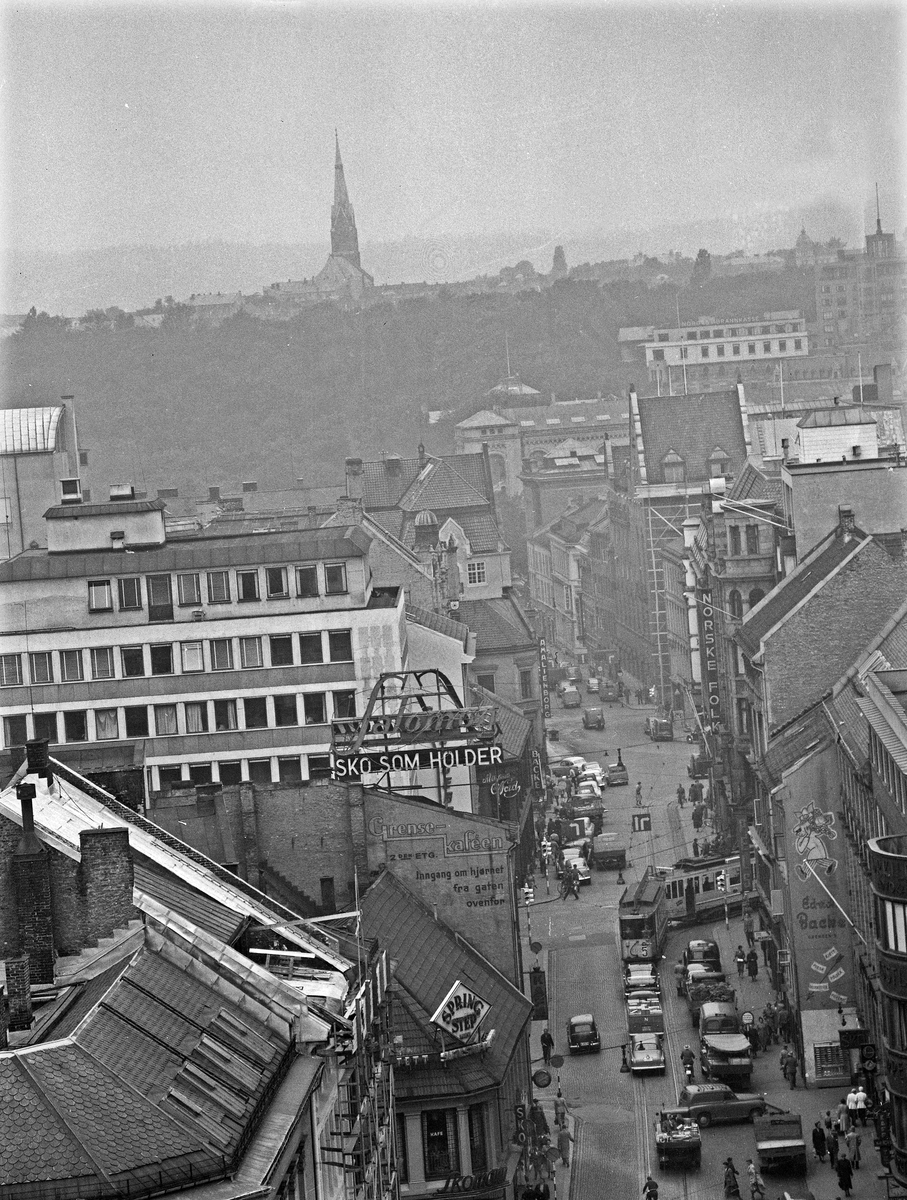 Serie. Oversiktsfotografier fra Oslo sentrum. Fotografert september 1955.