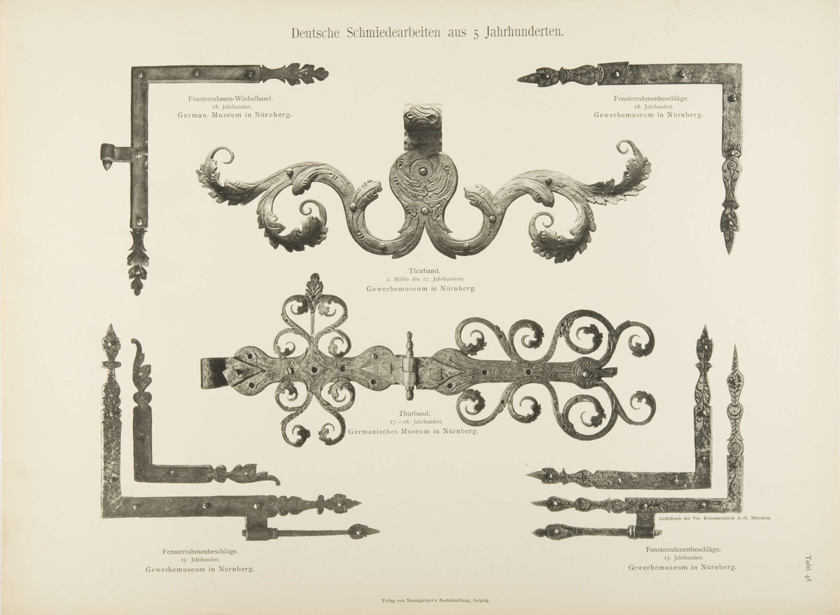 Plansje fra tysk smedkunst. Fra arkivet etter C og KB Bilgrei.
