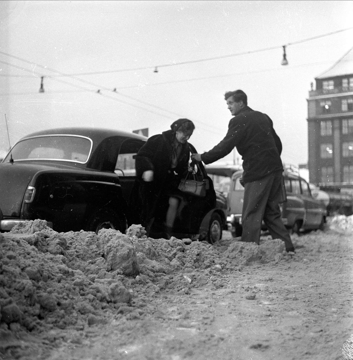 Snø i byen, Oslo, februar, 1959.