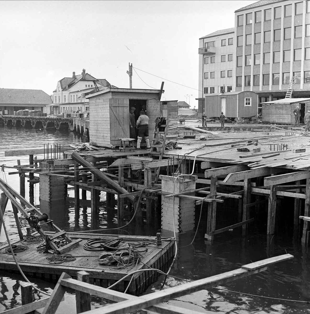 Ålesund, mai 1963. Fra arbeidet med den nye Strandgata.