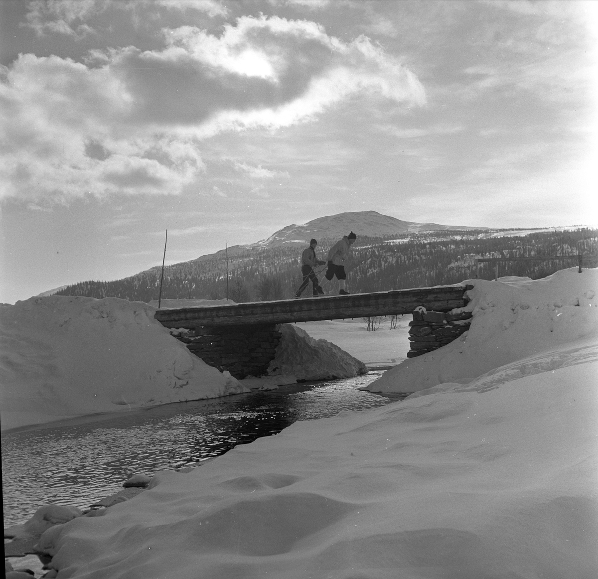 Fjellandskap ved  Espedalen Turistheim, Gausdal, Oppland, 24.02.1959.