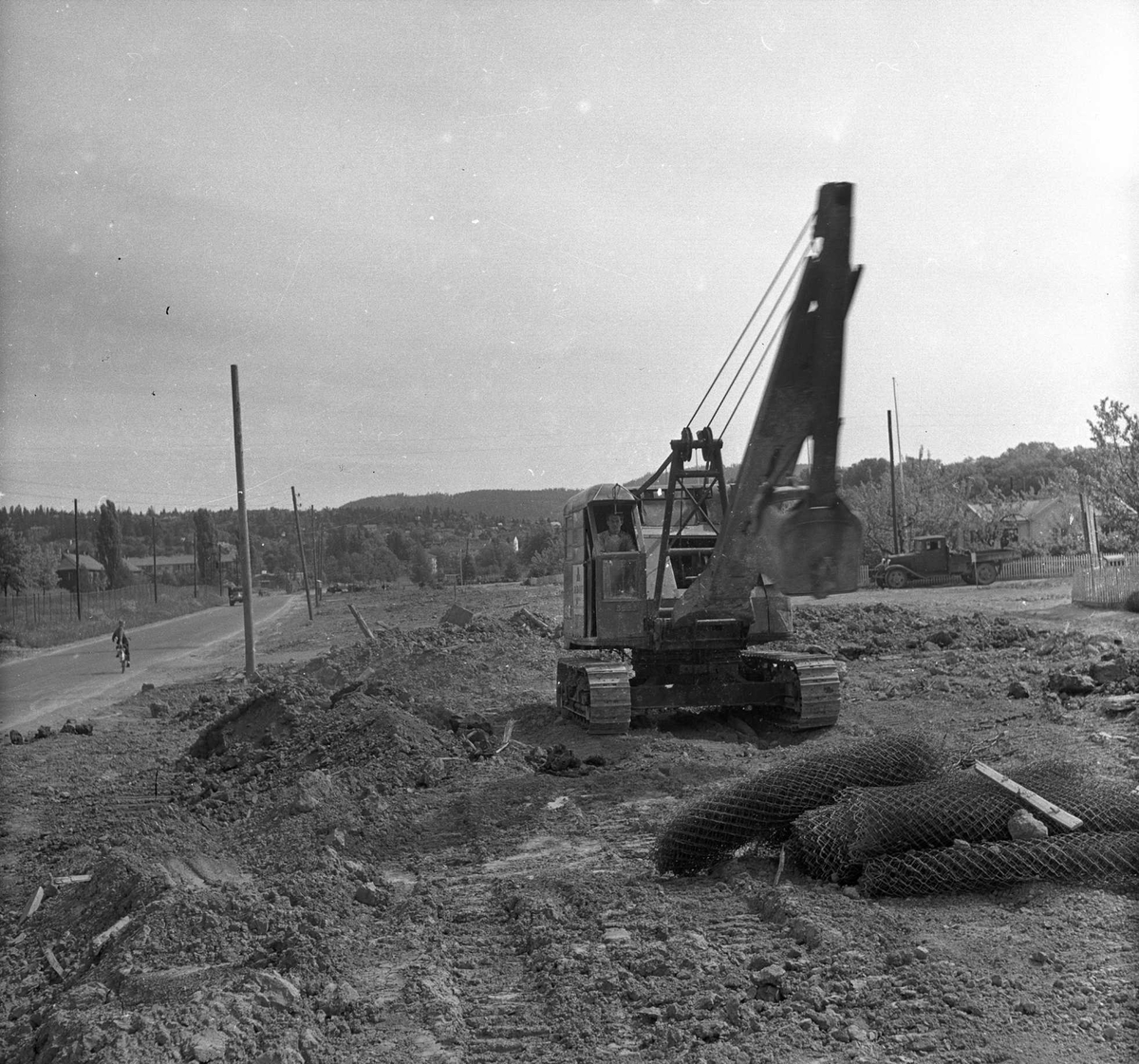 Store Ringvei, Oslo, juni 1955. Veibygging.