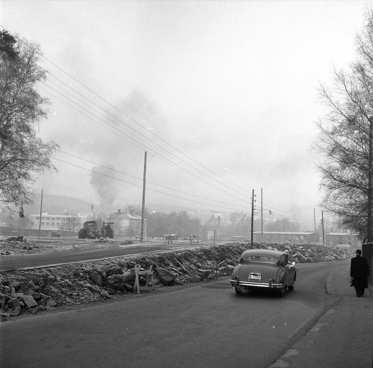 Strandpromenaden, Oslo, november 1957. Veibygging.