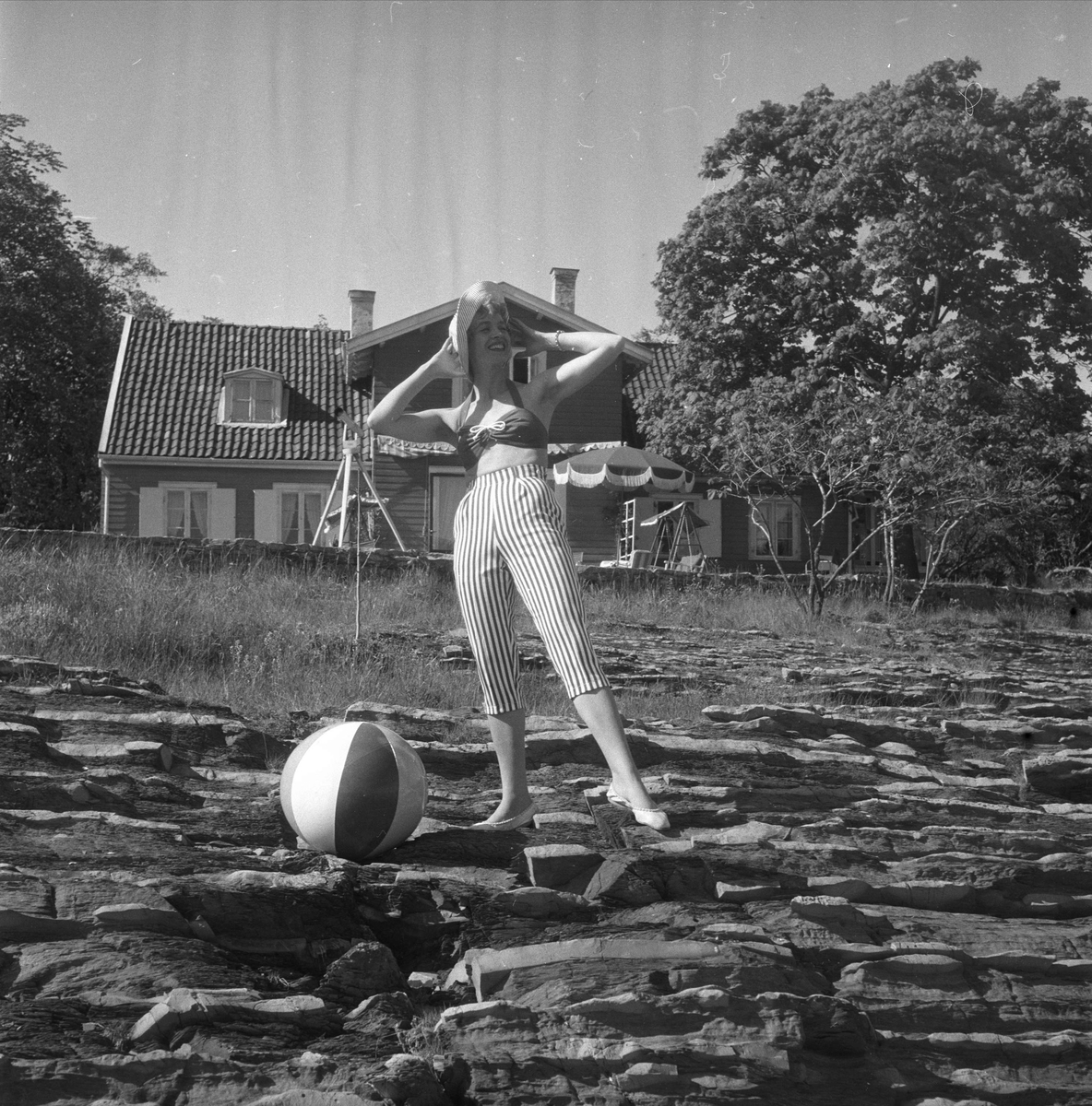 Oslo, 06.06.1958, Bygdøy, moteoppvisning i det fri.