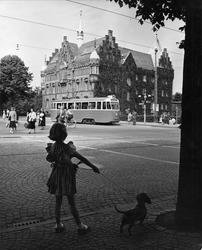 Stadsbiblioteket vid hörnet av Fersens väg och Regementsgata