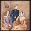 Sophie, Augusta och Carl Silfverschiöld. Akvarell av Fritz von Dardel