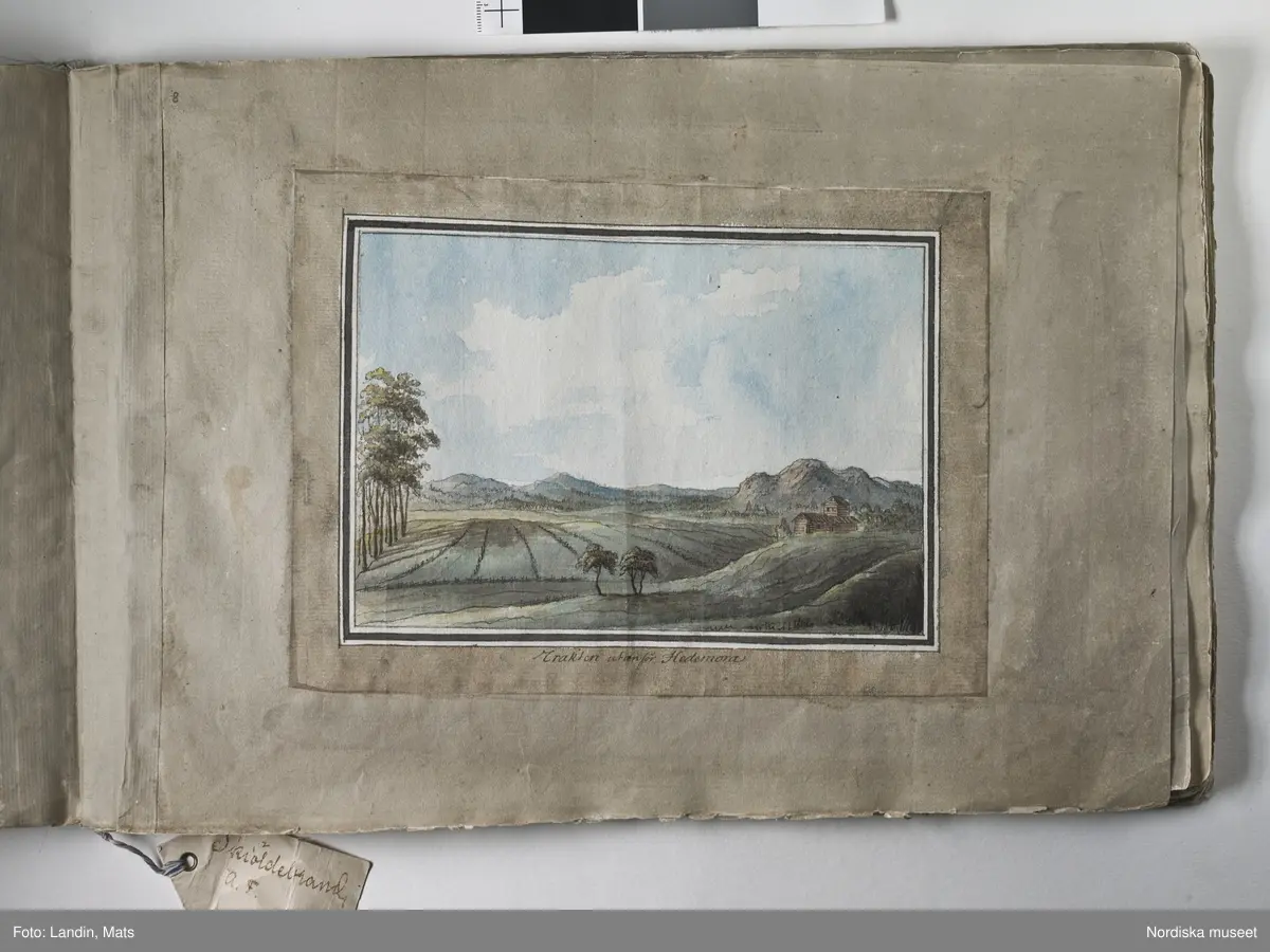 Album med titeln "Resan till Dalarna 1794". Akvareller utförda av greve Anders Fredrik Skjöldebrand (1757-1834) Falu koppargruva