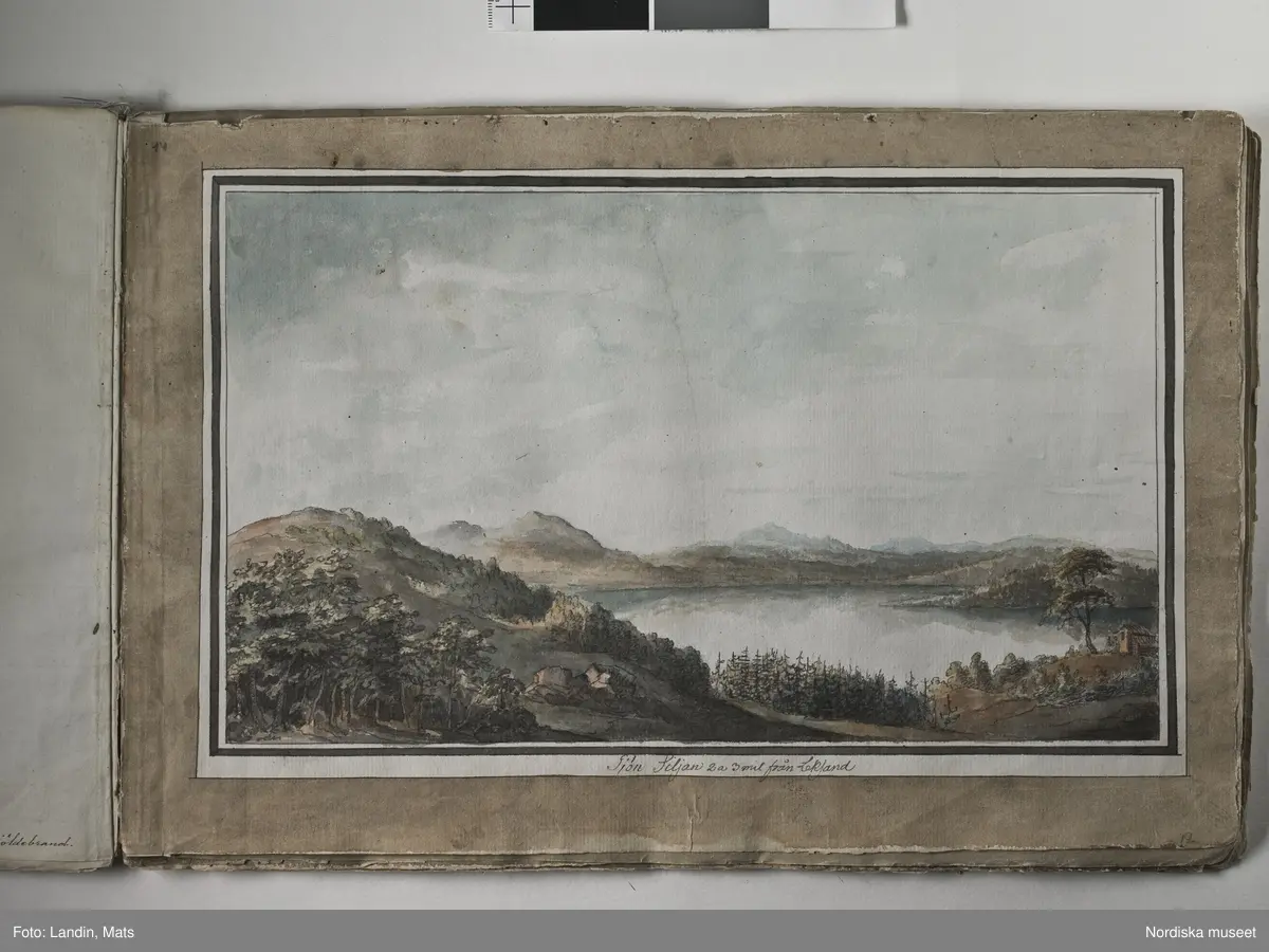 Album med titeln "Resan till Dalarna 1794". Akvareller utförda av greve Anders Fredrik Skjöldebrand (1757-1834) Falu koppargruva