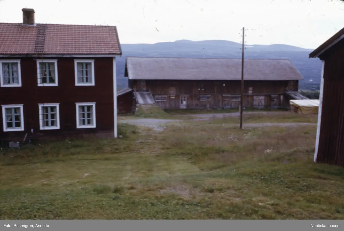 Bruksvallarna, fäbod, 1974. Byggnader, djur, människor och natur.