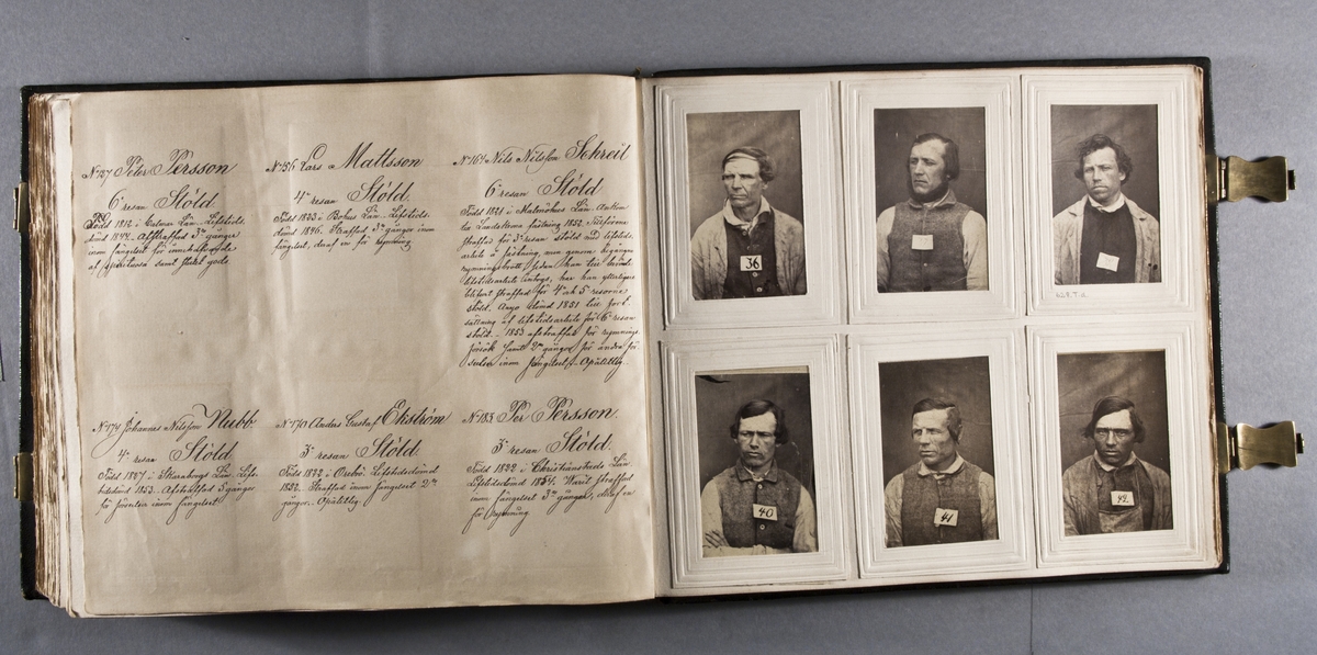 "Photografiskt Album för år 1861 öfver fångar förvarade å Warbergs fästning".  Samt i samma album : "Photografiskt Album för år 1861 öfver fångar förvarade å Landskrona fästning".