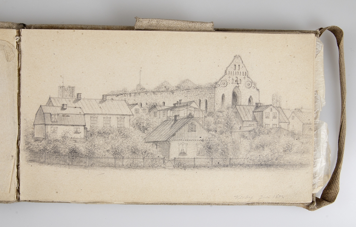 Motiv hämtade bland annat från Södermanland, Umeå stads kyrka (1885, före branden 1888), Visby (1887) och kyrkan i Husby-Sjutolft, Uppland, Södermanland, 1800-tal