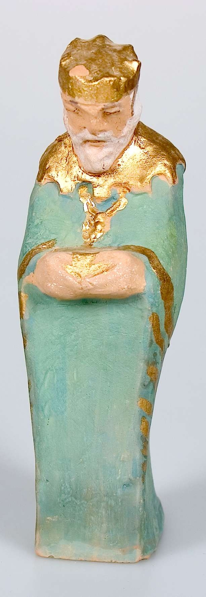 Tjugo lergodsfigurer till julkrubba. De flesta figurerna är märkta B-4252.
I gruppen ingår Maria med Jesusbarnet, Josef, tre vise män, herdar, människor med gåvor, änglar, får, en elefant och en kamel. Elefanten är till skillnad från de andra figurerna obränd. De flesta figurerna är målade. Maria med Jesusbarnet är målad i blått, rosa-lila och guld. De tre vise männen är målade i bland annat guld, grönt, blått och gult. Övriga figurer har en mer sober färgskala.
Figurerna har varierande mått. Den längste av de tre vise männen är 20,5 cm hög. De små änglarna är bara 8,5 cm höga.