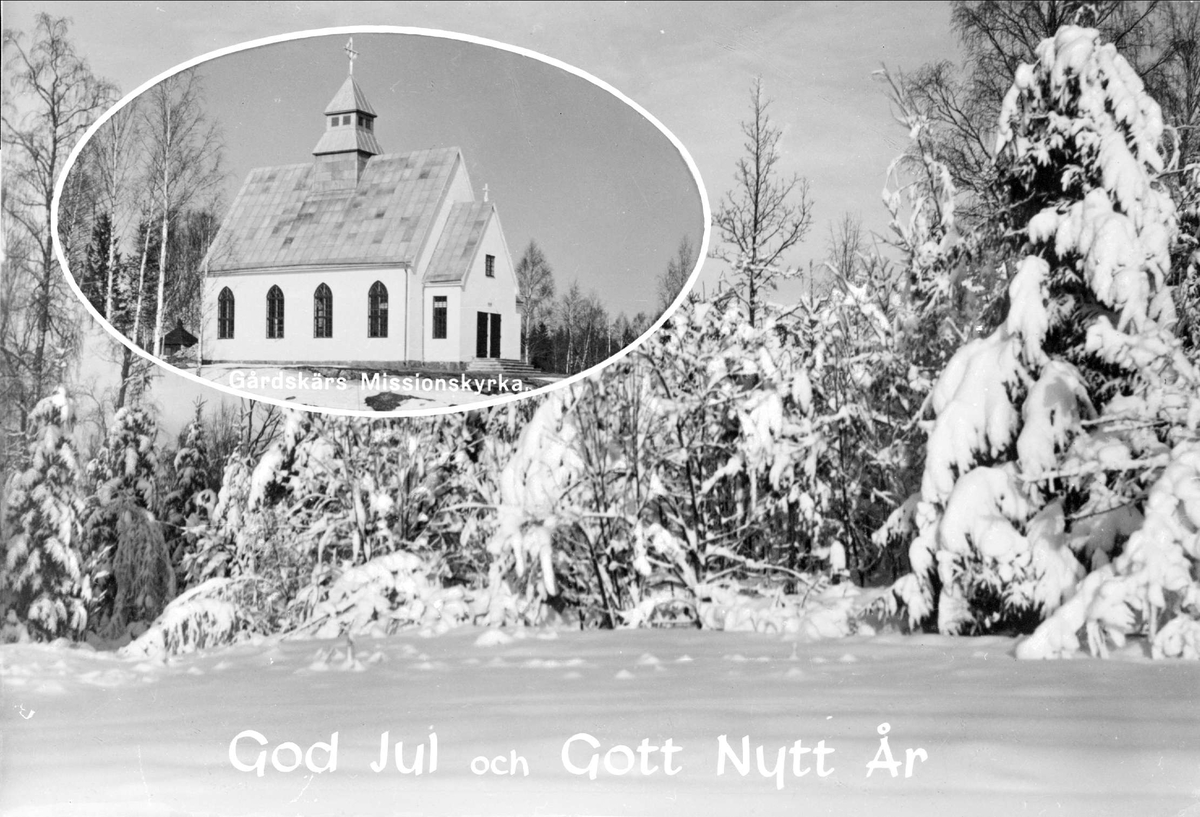 Vintermotiv med Gårdskärs missionskyrka, Gårdskär, Älvkarleby socken, Uppland