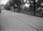 Spårvägsspår på Svartbäcksgatan, Uppsala 1945