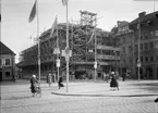 Varuhuset Tempo under uppförande vid Stora Torget, Uppsala 1934