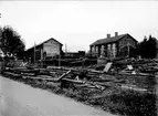 Gränbygården, på friluftsmuseet Disagården, Gamla Uppsala, under uppförande 1930 - 1931