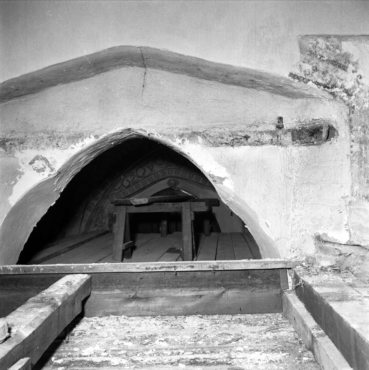 Kalkmålning i Börje kyrka, Börje socken, Uppland 1953