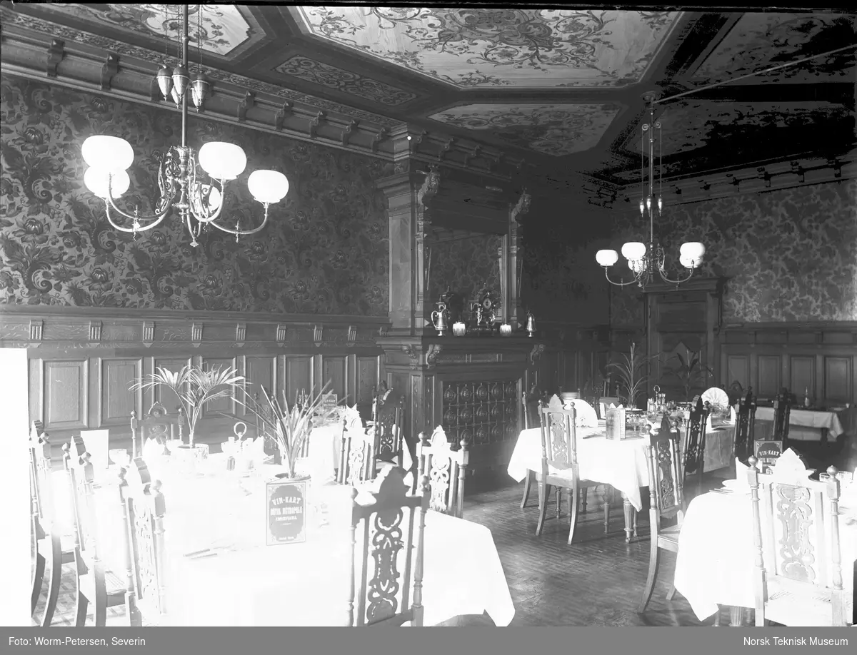 Metropole spisesalon, fra Metropole hotell i Kristiania omkring 1900
