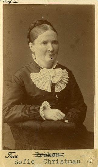 Text på kortets baksida: "Fru Sofie Cristman, Karlstad".
