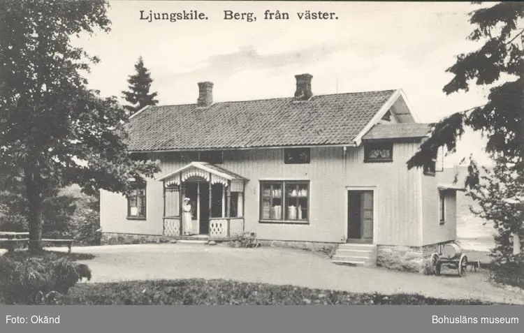 Tryckt text på kortet: "Ljungskile. Berg från Väster".
"Ljungskile Bok & pappershandel".