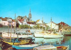 Tryckt text på kortet: "Lysekil, Södra hamnen från T- brygga