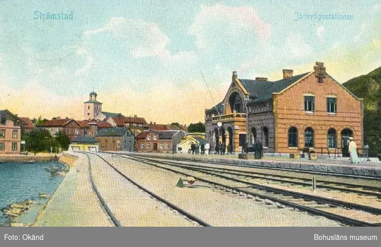 Vykort. "Strömstad Järnvägsstationen"