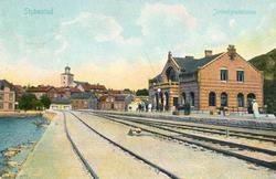 Vykort. "Strömstad Järnvägsstationen"