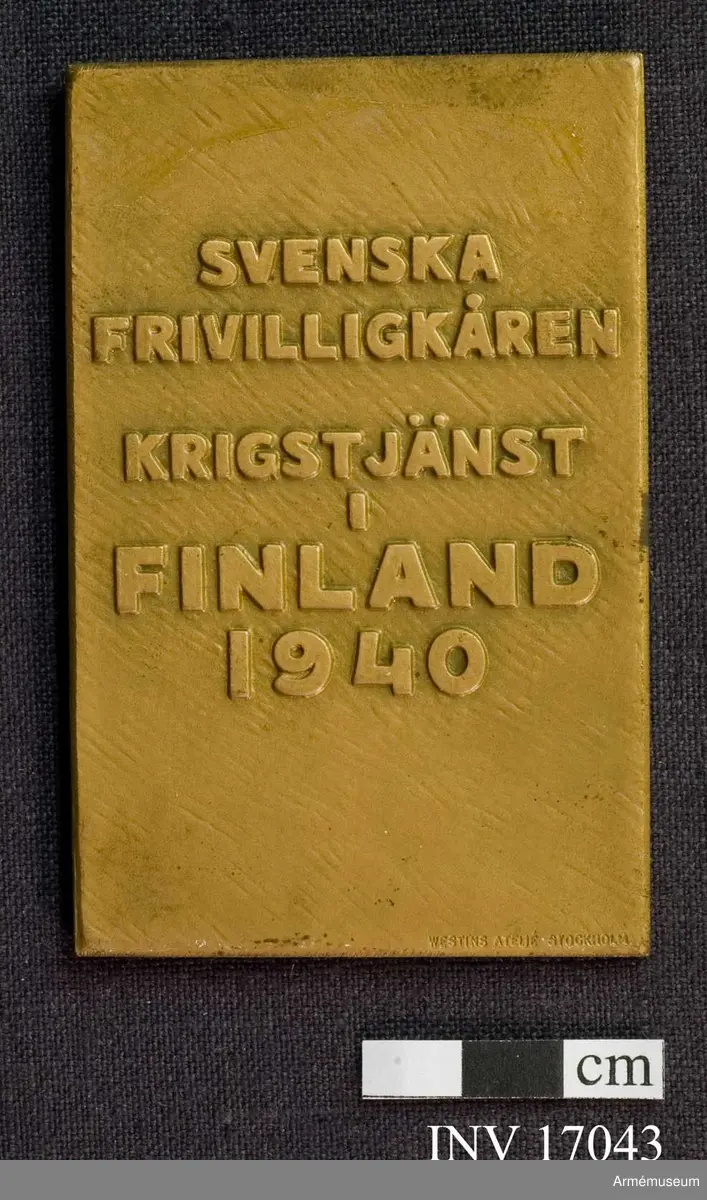 Grupp M II
För Svenska frivilligkåren vid Krigstjänst i Finland, av brons.