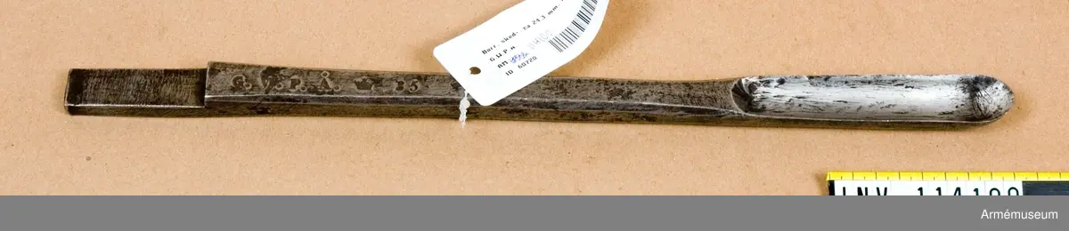 Borrsked, ca 24,3 mm. Märkt 1835 G.W.P.Å.