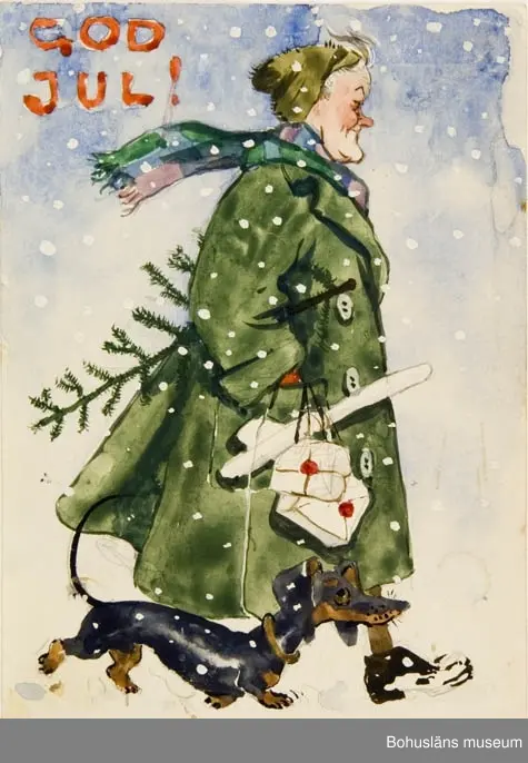 Stina på hemväg med julgran och klappar