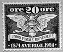 Förslagsritningar till Världspostföreningens och Världspostkongressens frimärken, utgivna 4/7 respektive 16/8 1924. Förslagsritningar till Världspostföreningens 50-årsjubileum.
Valör 20 öre.