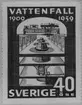 Förslagsritningar - ej antagna - till frimärke Vattenfall 50 år, utgivet 20/1 1959. Konstnär: Tor Hörlin. Förslag. 
Valör 40 öre. 11.