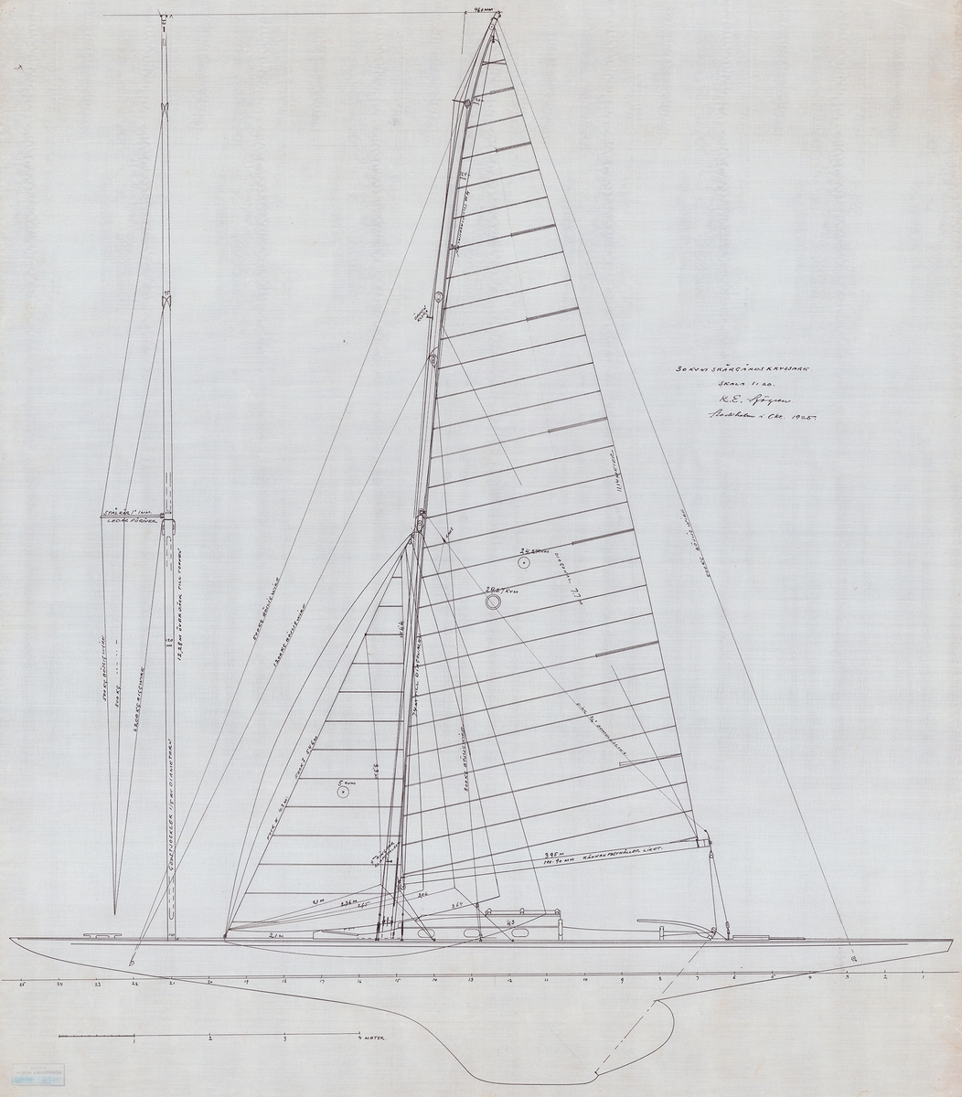 segel- och riggritning, skala 1:20 i övrigt lika b