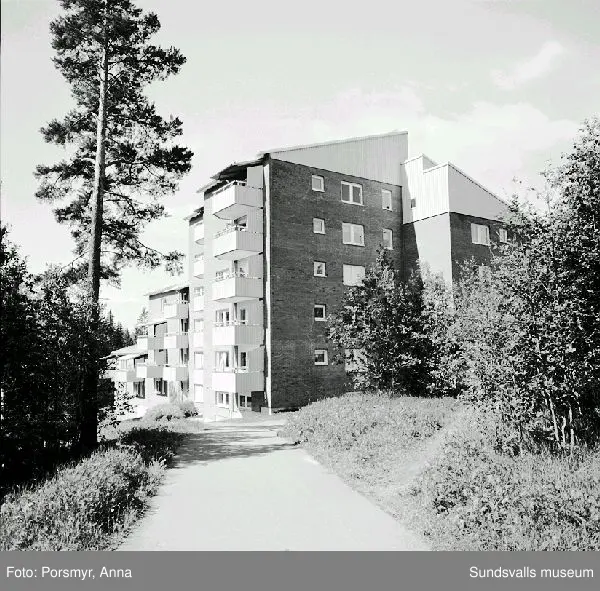 Bostadsrättsföreningen Champinjonen, Granloholm. Bild 01- 02, utsikt från höghuset, Kungsbackavägen 55 ner över gård 3. Bild 03 - 04, utsikt från höghuset Kungsbackavägen 1. Bild 05, höghuset Kungsbackavägen 1, gård 1. Bild 06, garage och gård 2. Bild 07, infart till gård 2. Bild 08, garage och höghuset, gård 3. Bild 09 - 11, utsikt från höghuset, gård 3. Bild 12, höghuset Kungsbackavägen 55, gård 3, balkongsidan åt  SV.