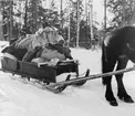 Postförare Edvin Oskarsson, Hindersön. Bilden tagen den 8 mars 1947
och insänd till Postmuseum av studerande Svante Green, Hermelinsgatan
12 Luleå.