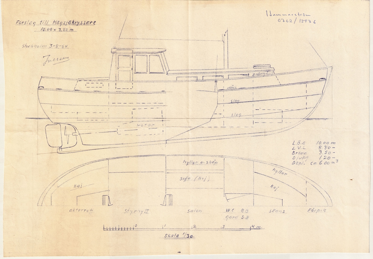 Förslag till högsjökryssare; profil och plan