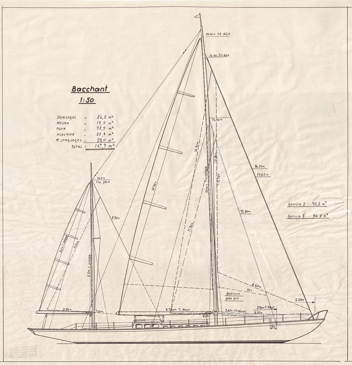 Segelritning, 2-mastad