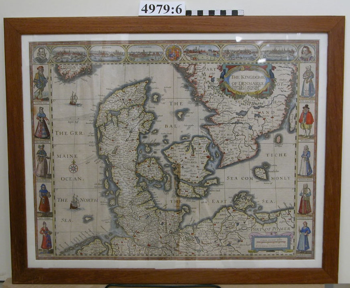 Karta The Kingdome of Denmarke. Från 1600-talet.