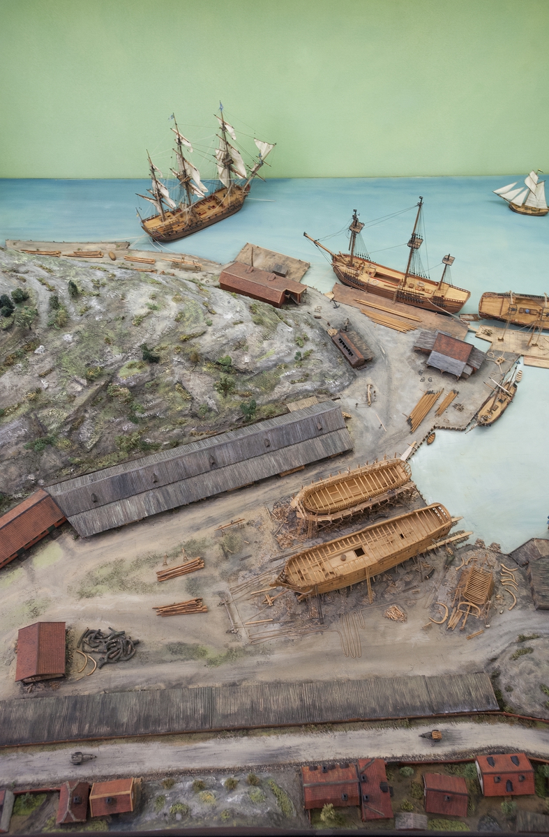 Modell av Södra varvet i Stockholm efter karta daterad 1781.