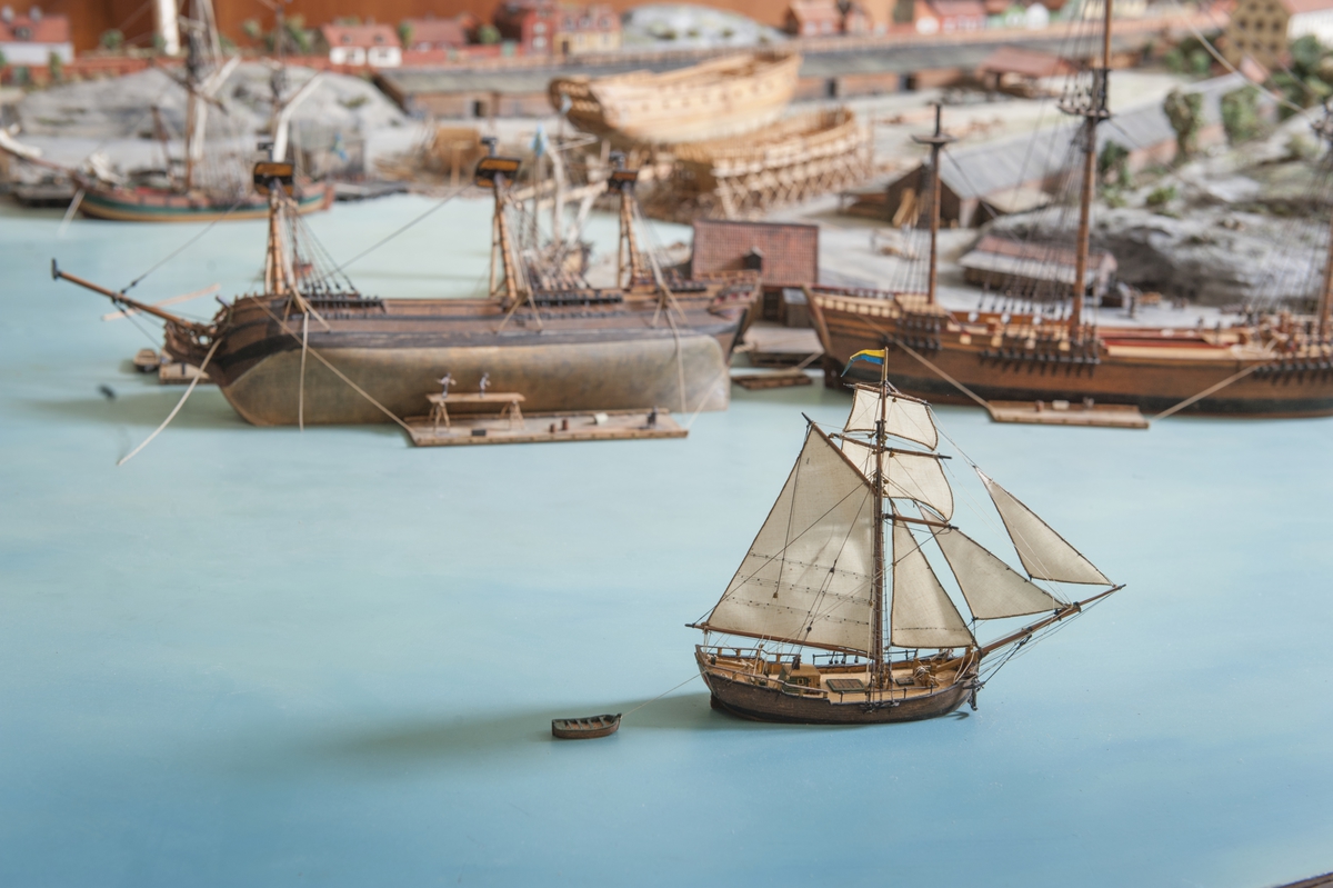 Modell av Södra varvet i Stockholm efter karta daterad 1781.