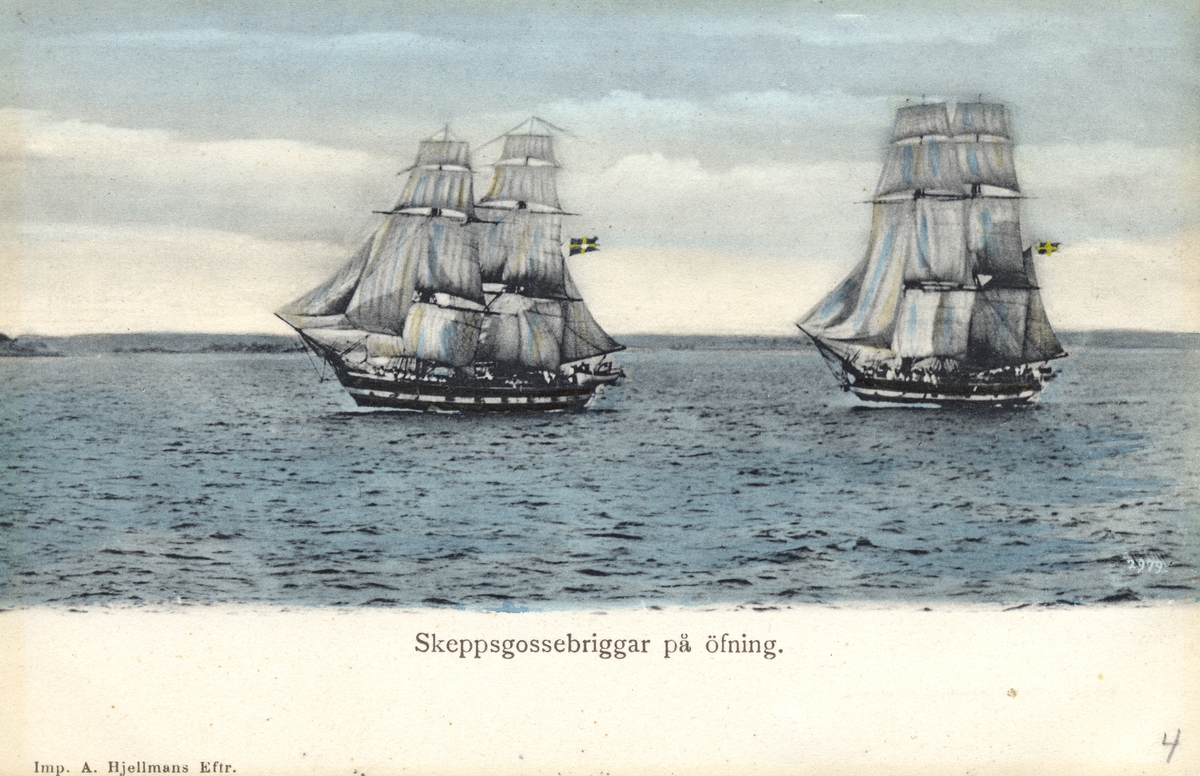 Skeppsgossebriggar å övning.