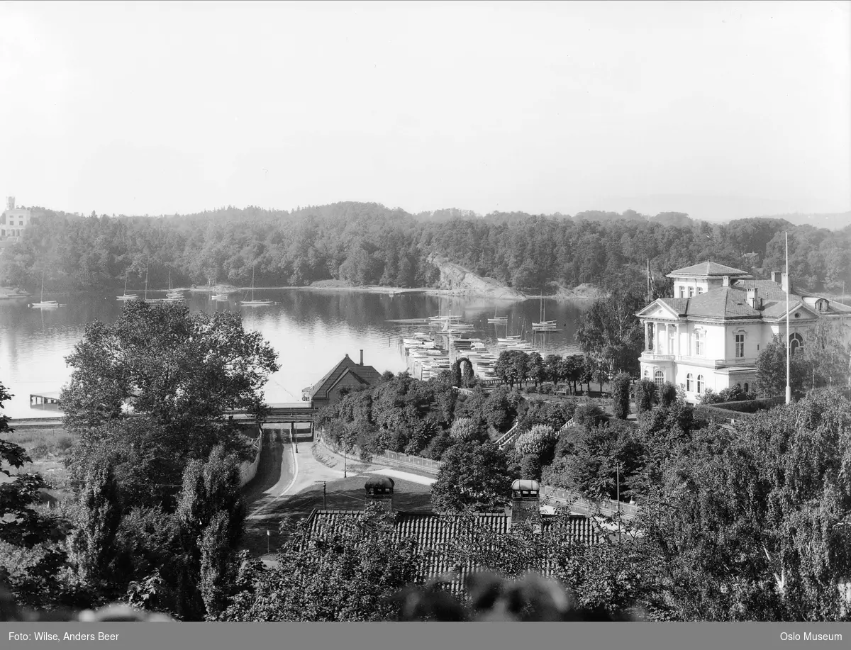 utsikt, villa, hage, fjord, småbåthavn, Oscarshall