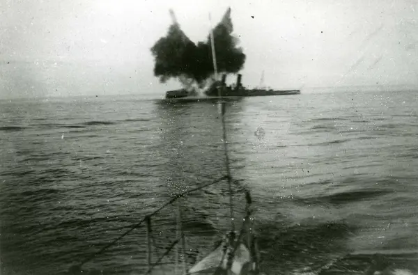 Sänkning av torpedkryssaren PSILANDER. Fartyget hade utrange