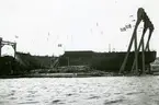 Troligen last- och passagerarångaren HEIMDALL för Stockholm före sjösättningen 1915.