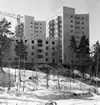 Flerbostadshusområde
Exteriör. Bygge av flerbostadshus, lyftkranar och snölandskap