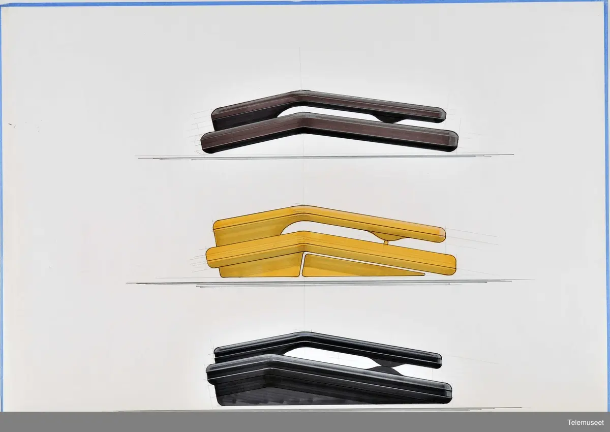 Arkitektskisse forstudier tastafon svart gul design   John Houghton. 