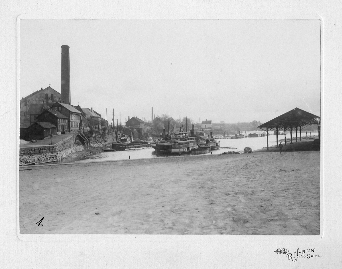 Hjellevannet, Skien etter uttappingen, ca. 1909